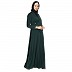 Premium Coat Pattern Abaya in Firdaus Fabric- Bottle Green